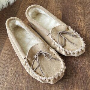Kids Soft Suede Sole Sheepskin Moccasin Slippers 7.5”/12.5